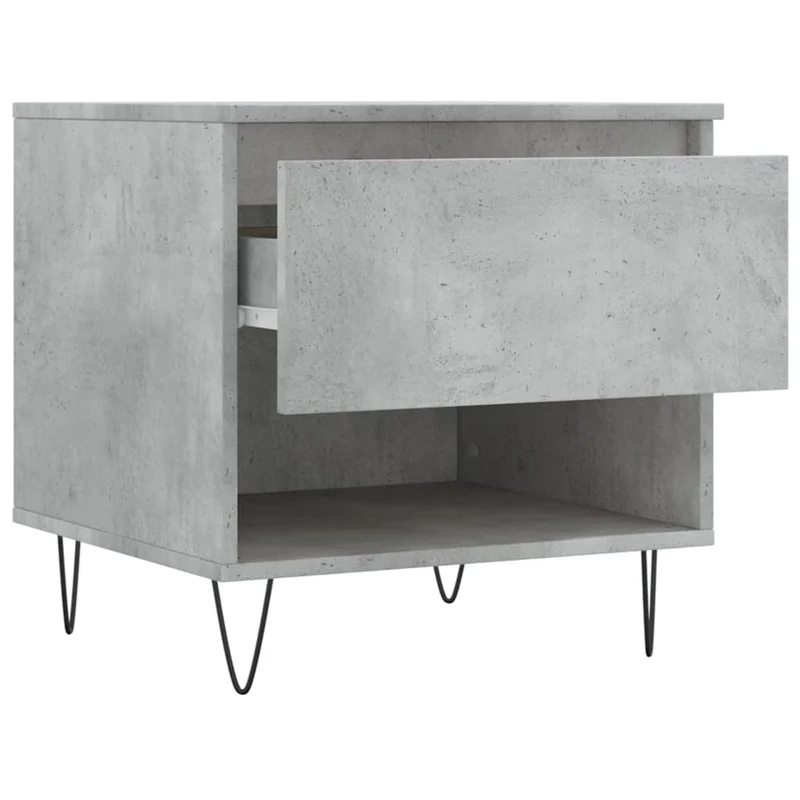 Lot de 2 tables basses d'appoint avec tiroir 50 x 46 x 50 cm bois d'ingénierie gris et métal DEC040398