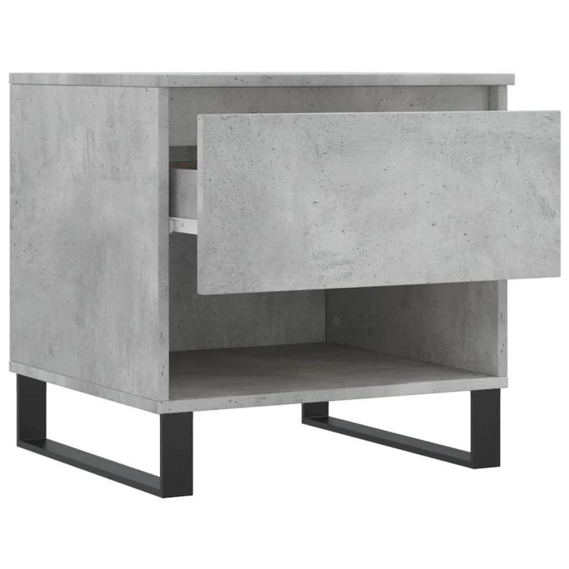 Lot de 2 tables de chevets avec tiroir 50 x 46 x 50 cm bois d'ingénierie gris et métal DEC040397
