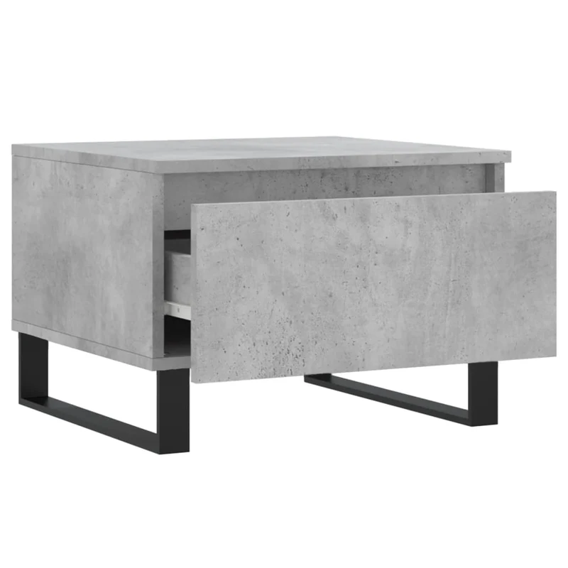 Lot de 2 tables basses d'appoint chevet avec tiroir 50 x 46 x 35 cm bois d'ingénierie gris et métal DEC040396