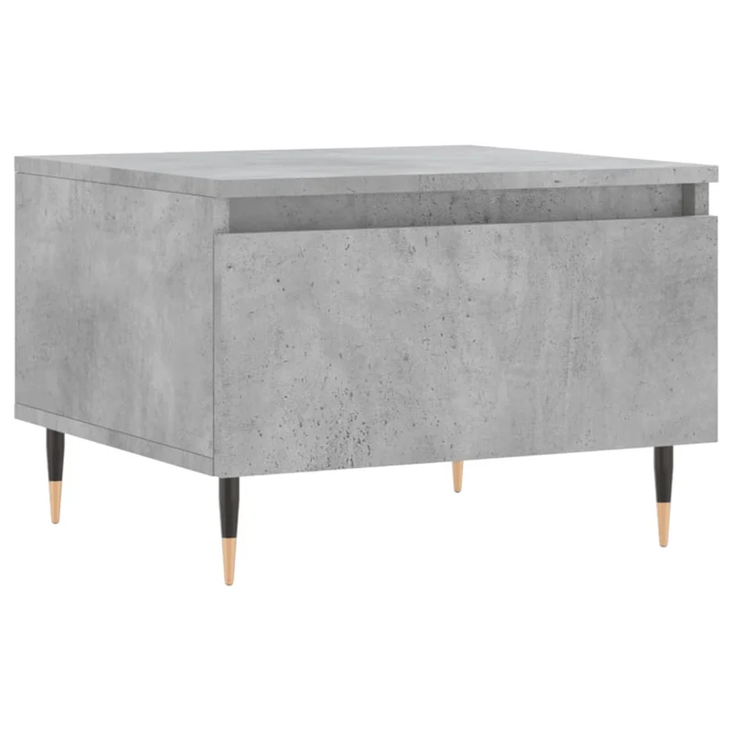 Lot de 2 tables basses d'appoint avec tiroir 50 x 46 x 35 cm bois d'ingénierie gris et métal DEC040395