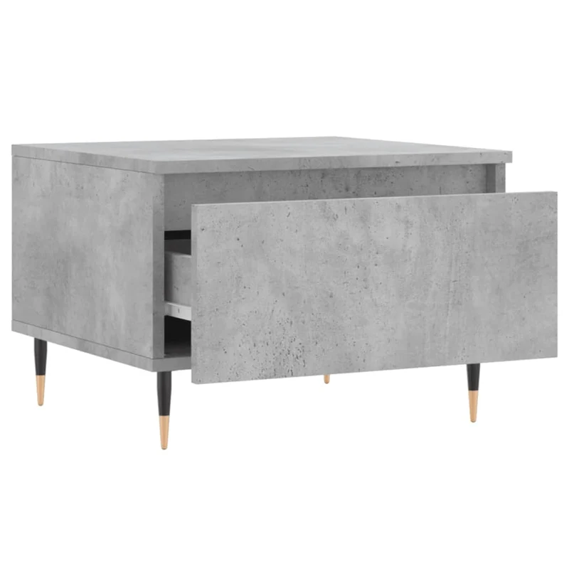 Lot de 2 tables basses d'appoint avec tiroir 50 x 46 x 35 cm bois d'ingénierie gris et métal DEC040395