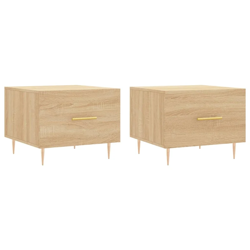 Lot de 2 tables de chevets avec tiroir 50 x 50 x 40 cm bois d'ingénierie et fer DEC040381
