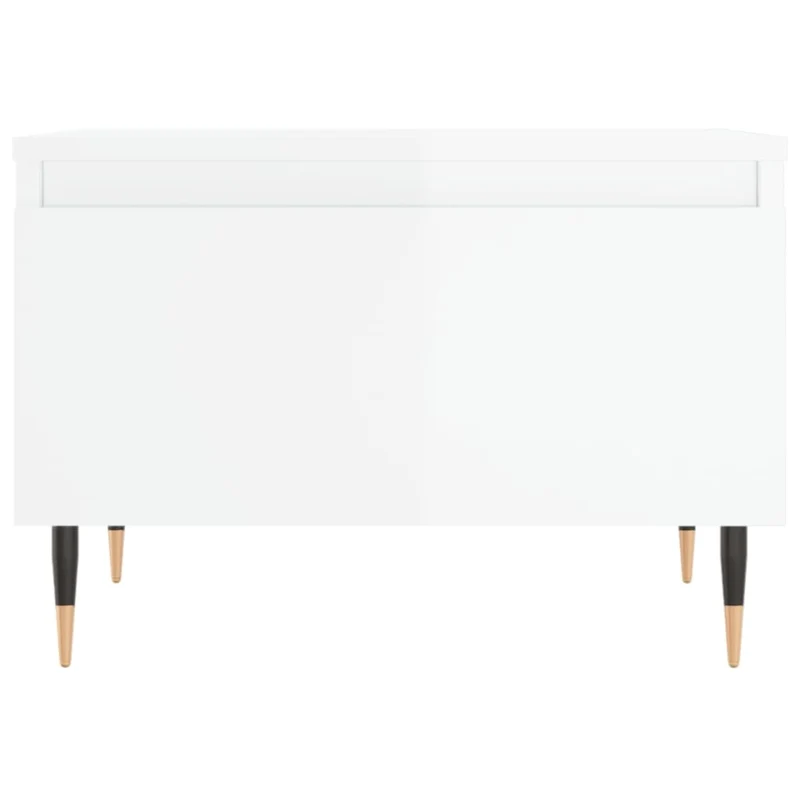 Lot de 2 tables basses d'appoint chevet avec tiroir 50 x 46 x 35cm bois d'ingénierie blanc brillant et métal DEC040322