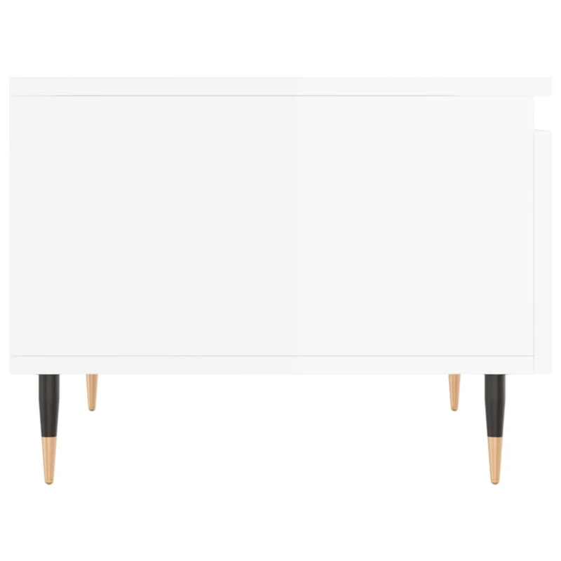 Lot de 2 tables basses d'appoint chevet avec tiroir 50 x 46 x 35cm bois d'ingénierie blanc brillant et métal DEC040322