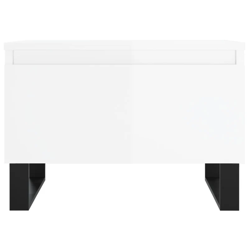 Lot de 2 tables basses d'appoint avec tiroir 50 x 46 x 35cm bois d'ingénierie blanc brillant et métal DEC040321