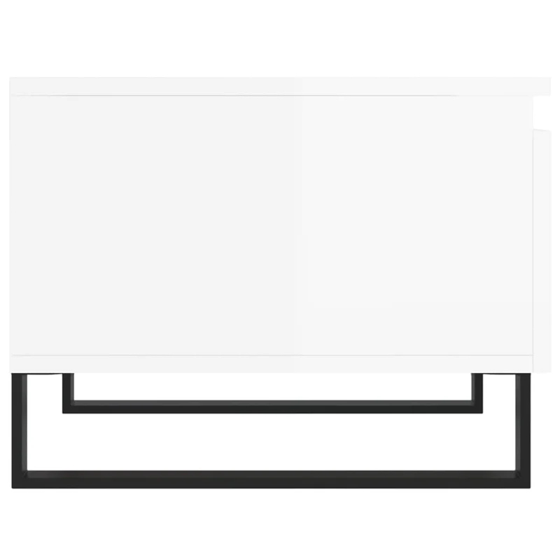 Lot de 2 tables basses d'appoint avec tiroir 50 x 46 x 35cm bois d'ingénierie blanc brillant et métal DEC040321