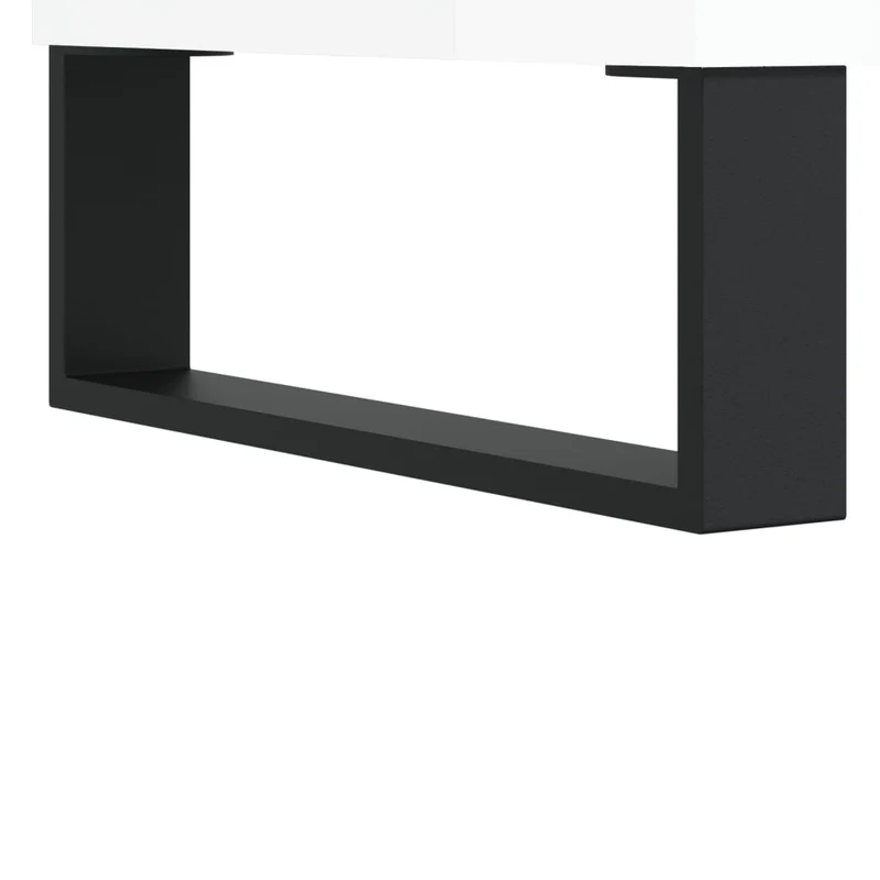Lot de 2 tables basses d'appoint avec tiroir 50 x 46 x 35cm bois d'ingénierie blanc brillant et métal DEC040321