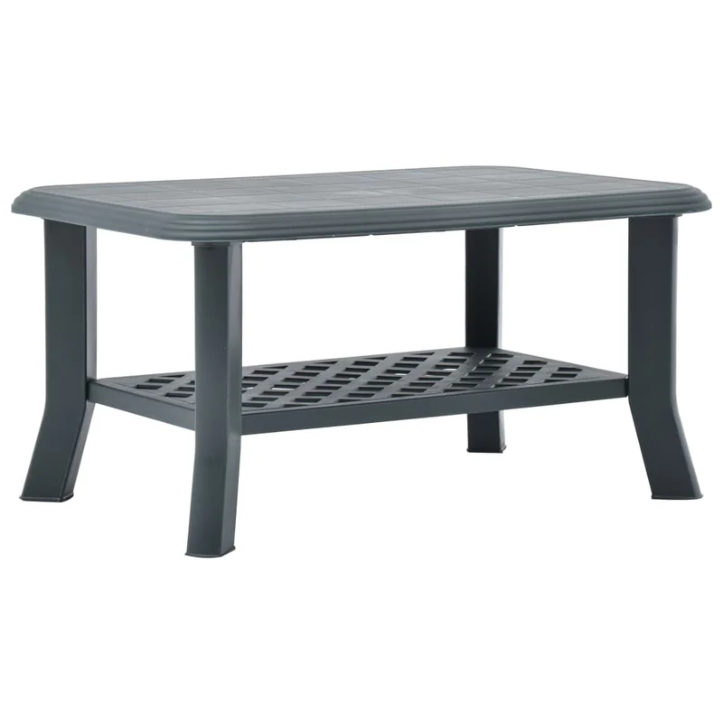 Table basse avec étagère pour extérieur 90 x 60 x 46 cm en plastique vert DEC040196