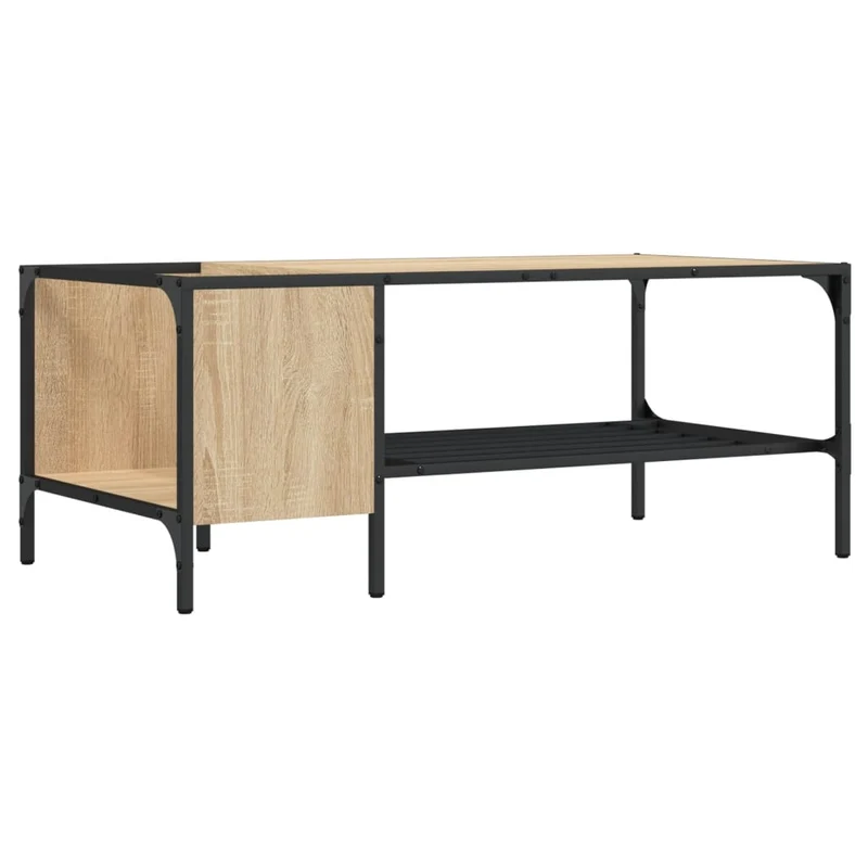 Table basse style industriel 100 x 51 x 40cm bois d'ingénierie et métal DEC040172