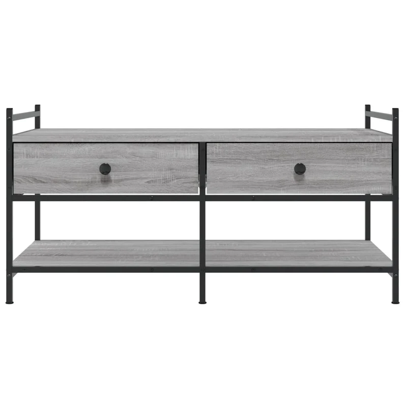 Table basse avec tiroirs et étagères 99 x 50 x 50 cm bois d'ingénierie gris et métal DEC040171