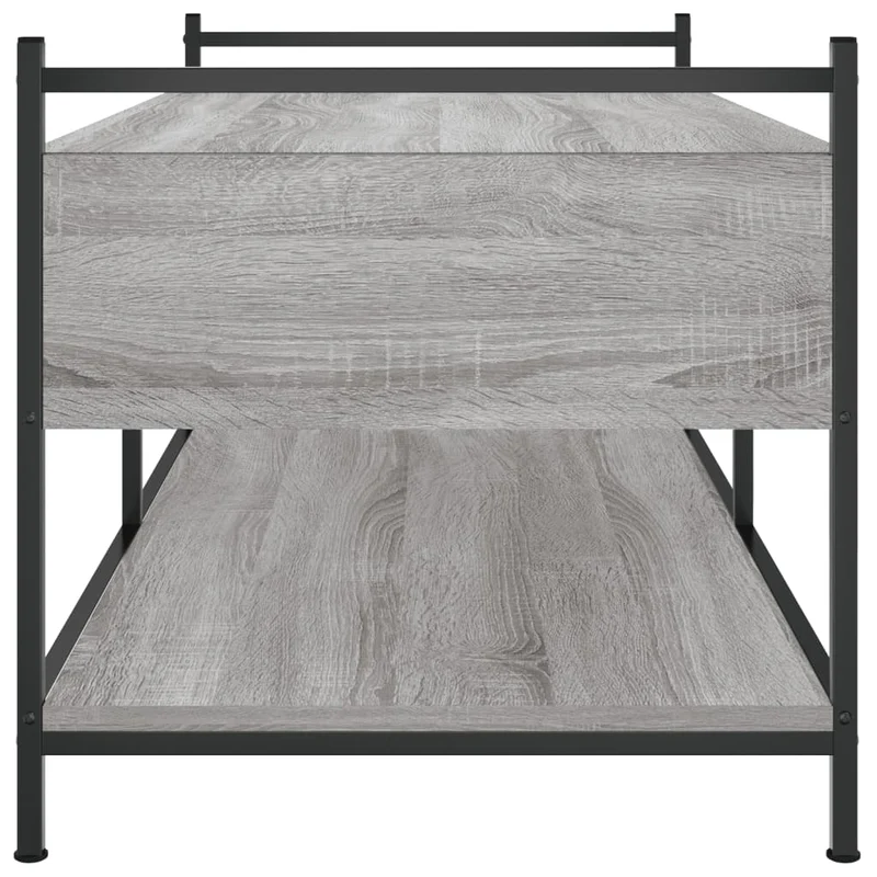 Table basse avec tiroirs et étagères 99 x 50 x 50 cm bois d'ingénierie gris et métal DEC040171