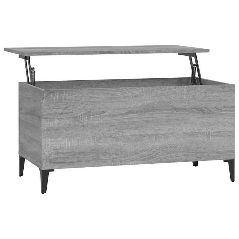 Table basse avec dessus relevable 90 x 44,5 x 45 cm bois d'ingénierie gris et métal DEC040117