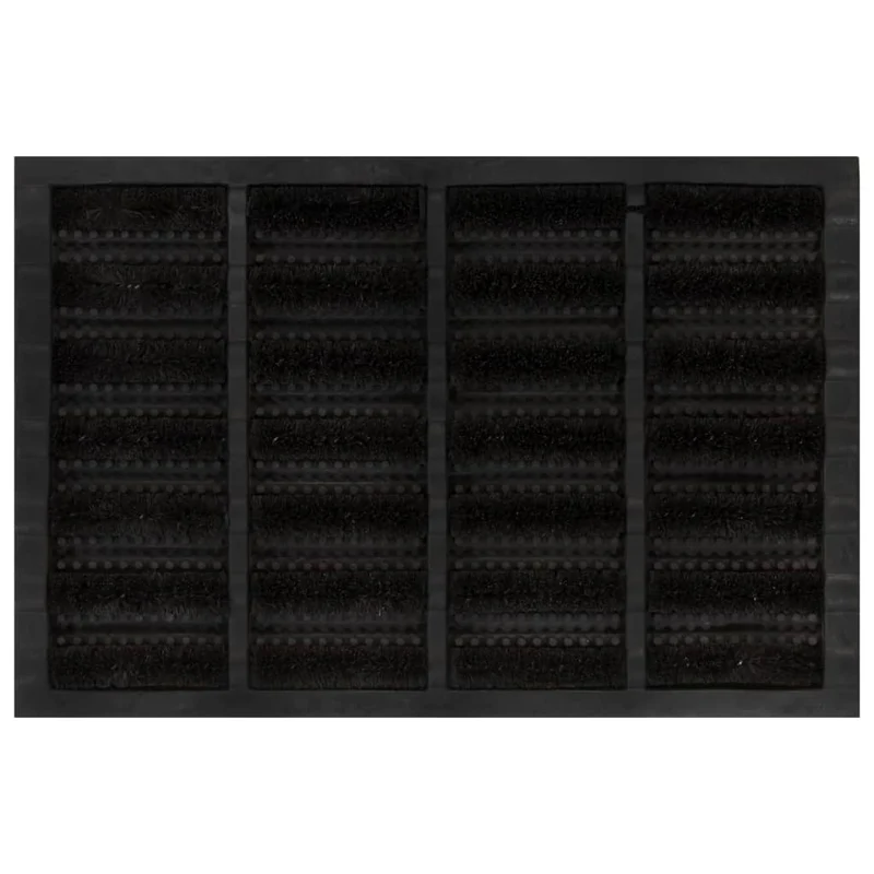Paillasson rectangulaire 40 x 60 cm caoutchouc et fibre de coco noir DEC040648
