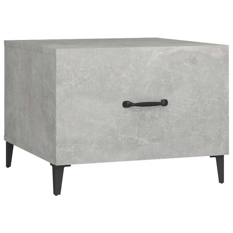 Lot de 2 tables basses appoint avec tiroir 50 x 50 x 40 cm bois d'ingénierie gris et métal DEC040483