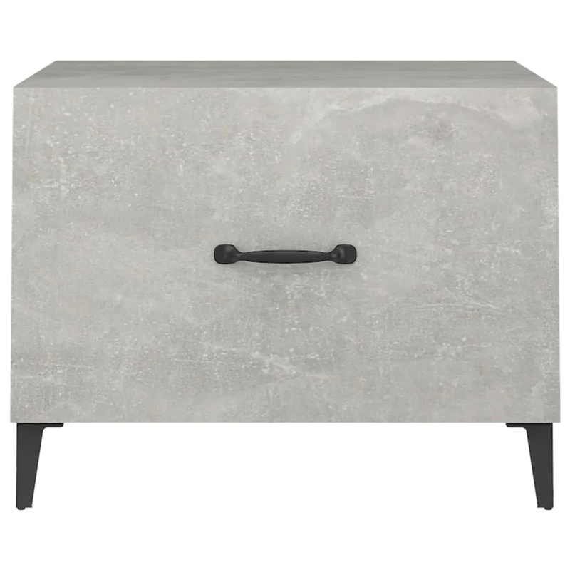 Lot de 2 tables basses appoint avec tiroir 50 x 50 x 40 cm bois d'ingénierie gris et métal DEC040483