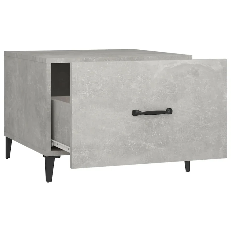 Lot de 2 tables basses appoint avec tiroir 50 x 50 x 40 cm bois d'ingénierie gris et métal DEC040483