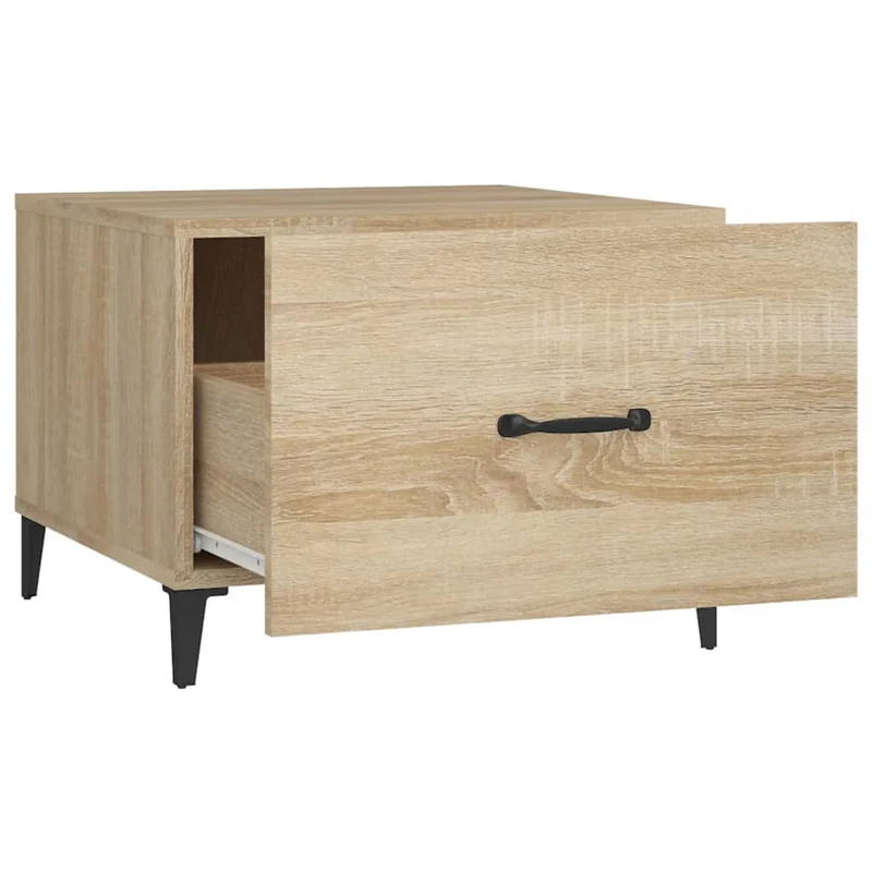 Lot de 2 tables de chevets avec tiroir pieds en métal 50 x 50 x 40cm bois d'ingénierie couleur chêne DEC040482