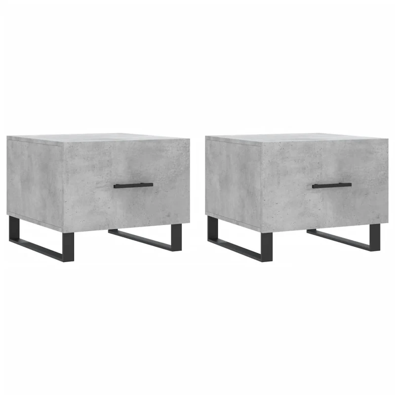 Lot de 2 tables de chevets avec tiroir 50 x 50 x 40 cm bois d'ingénierie gris et fer DEC040407