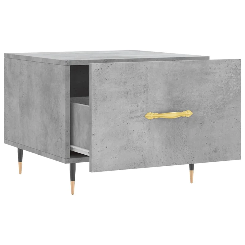 Lot de 2 tables de chevets avec tiroir 50 x 50 x 40 cm bois d'ingénierie gris et fer DEC040405