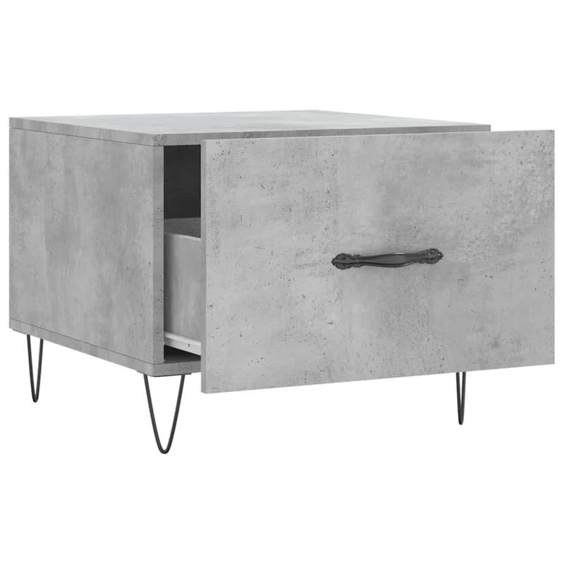 Lot de 2 tables d'appoint chevet avec tiroir 50 x 50 x 40 cm bois d'ingénierie gris et fer DEC040404