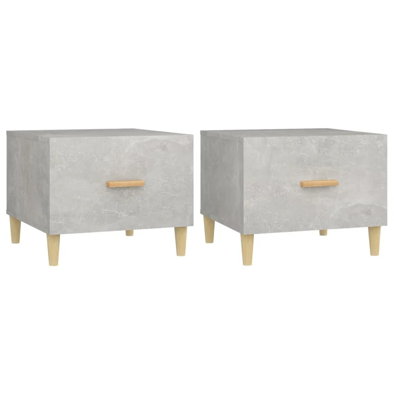 Lot de 2 tables d'appoint chevet avec tiroir 50 x 50 x 40 cm bois d'ingénierie gris DEC040403
