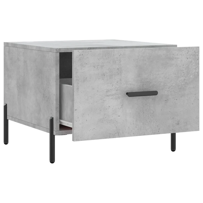 Lot de 2 tables d'appoint chevet avec tiroir 50 x 50 x 40 cm bois d'ingénierie gris et fer DEC040402