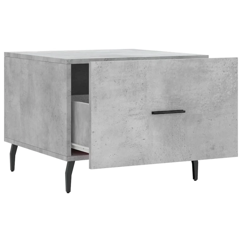 Lot de 2 tables d'appoint chevet avec tiroir 2 50 x 50 x 40 cm bois d'ingénierie gris et fer DEC040400