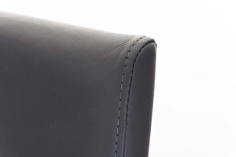 Tabouret de bar x1 avec repose-pieds plaque de base carrée en métal noir assise en PVC gris 10_0005300