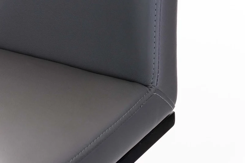 Tabouret de bar x1 avec repose-pieds plaque de base carrée en métal noir assise en PVC gris 10_0005300