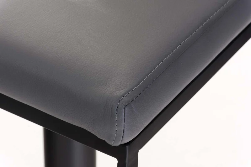 Tabouret de bar x1 avec repose-pieds plaque de base carrée en métal noir assise en PVC gris 10_0005300