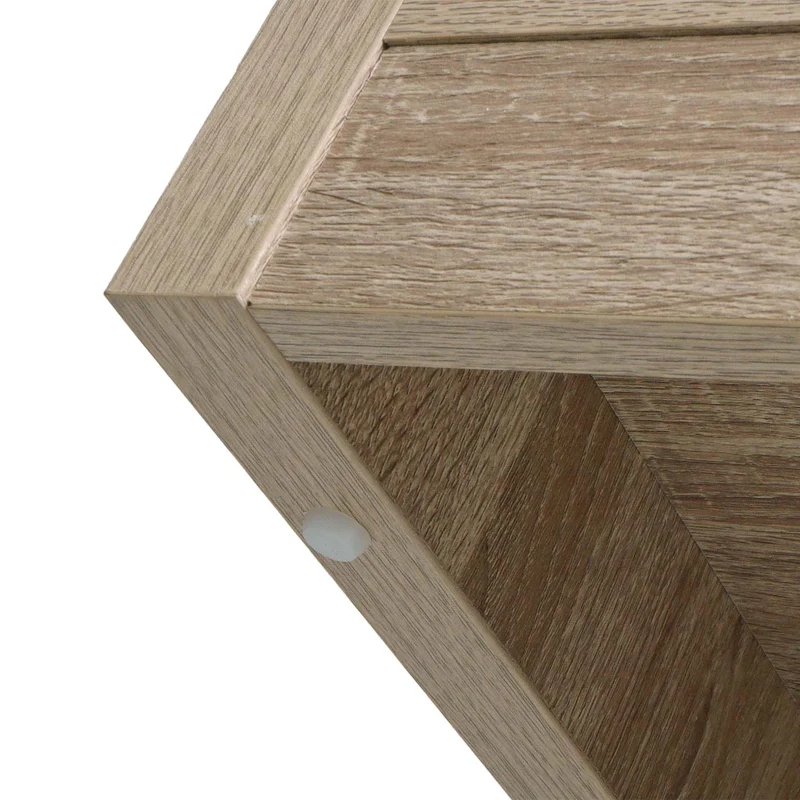 Commode avec porte coulissante et 5 compartiments aspect bois métal industriel 84x80x40 cm couleur naturelle 04_0006500