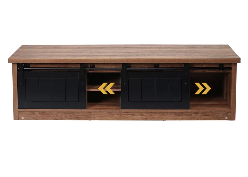 Meuble TV avec deux portes coulissantes et 4 compartiments 43x150x40 cm MDF marron 04_0007852