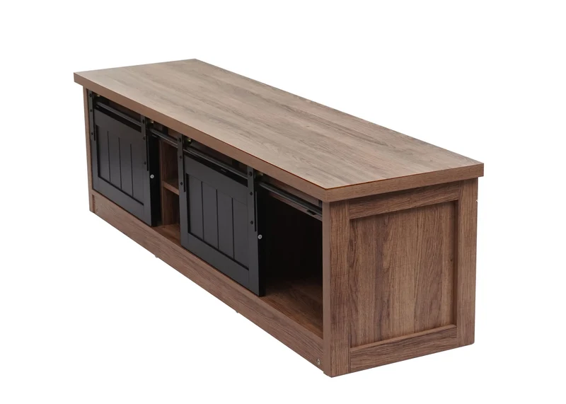 Meuble TV avec deux portes coulissantes et 4 compartiments 43x150x40 cm MDF marron 04_0007852