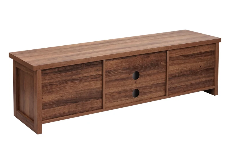 Meuble TV avec deux portes coulissantes et 4 compartiments 43x150x40 cm MDF marron 04_0007852