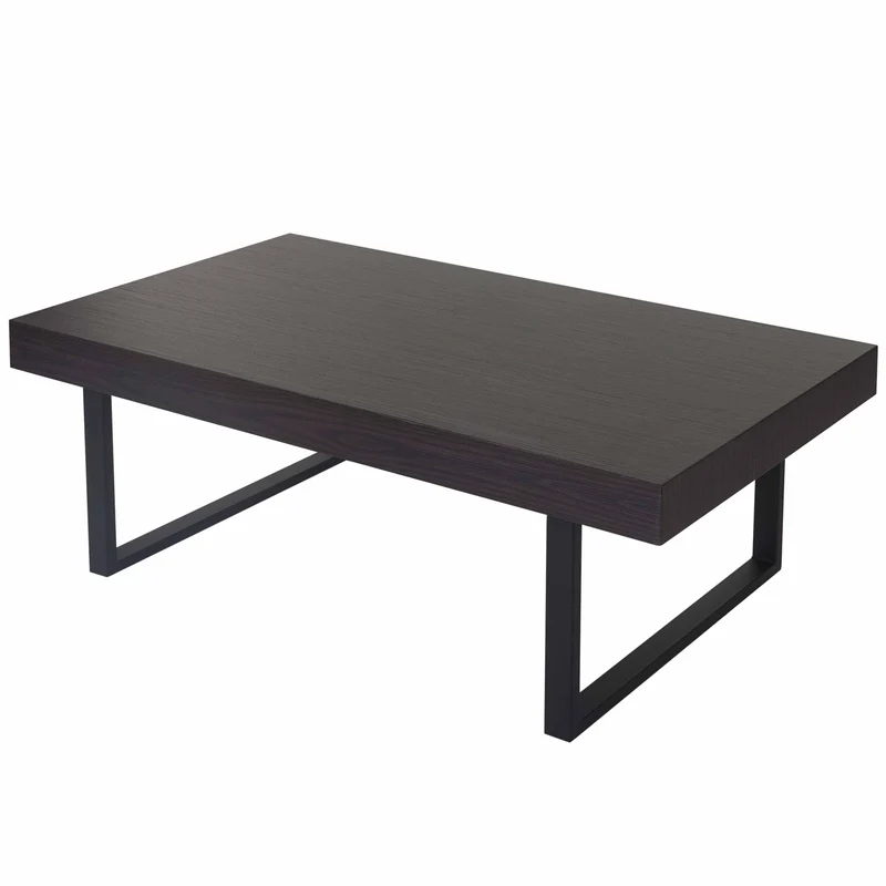 Table basse 40x110x60 cm pieds en métal et bois de peuplier foncé placage wengé avec structure 04_0008478