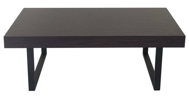 Table basse 40x110x60 cm pieds en métal et bois de peuplier foncé placage wengé avec structure 04_0008478