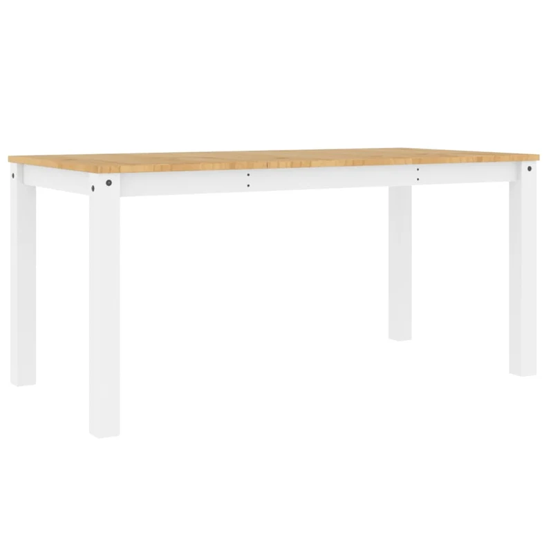 Table de salle à manger design moderne 160 x 80 x 75 cm bois massif de pin blanc et miel DEC036901