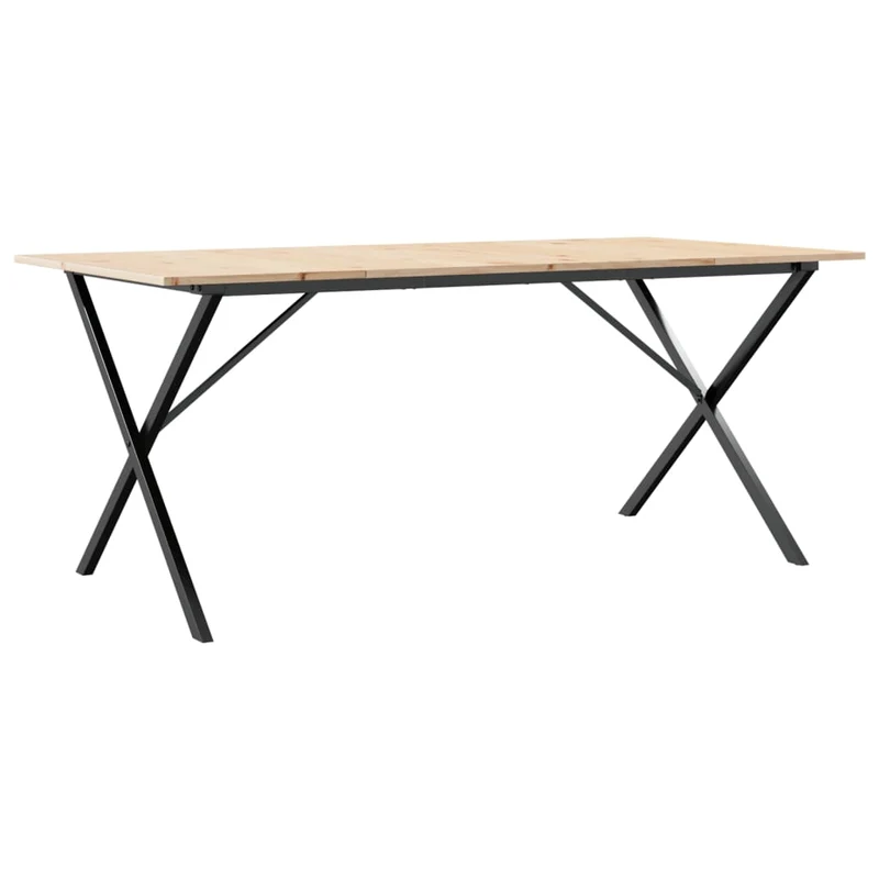 Table de salle à manger design industriel 180 x 90 x 75 cm bois de pin massif et acier DEC036806