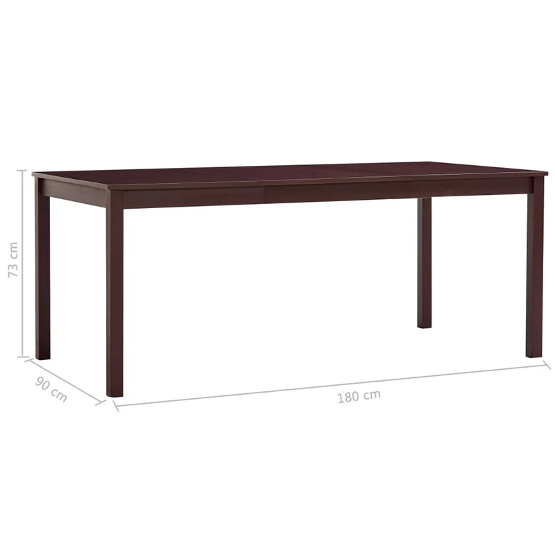 Table de salle à manger design moderne 180 x 90 x 73 cm bois de pin marron foncé DEC036872