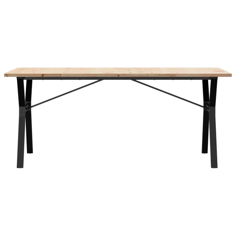 Table de salle à manger design industriel 180 x 90 x 75,5 cm bois pin massif et acier DEC036829