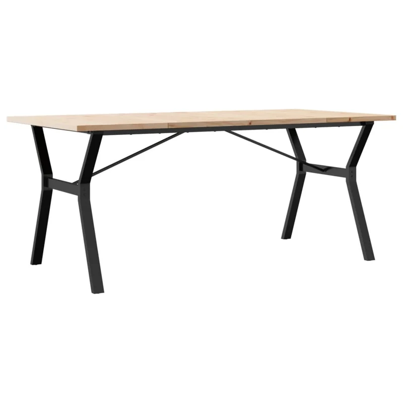 Table de salle à manger design industriel 180 x 90 x 75,5 cm bois pin massif et acier DEC036829