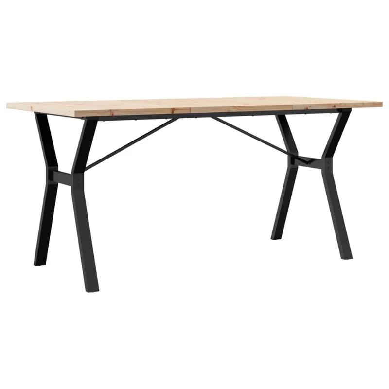 Table de salle à manger design industriel 160 x 80 x 75,5 cm bois pin massif et acier DEC036827