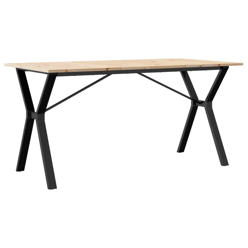 Table de salle à manger design industriel 160 x 80 x 75 cm bois de pin massif et acier DEC036826