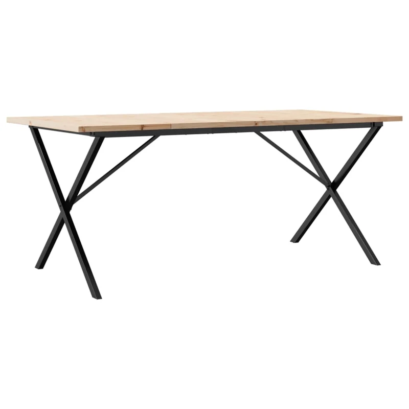 Table de salle à manger design industriel 180 x 90 x 75,5 cm bois pin massif et acier DEC036807