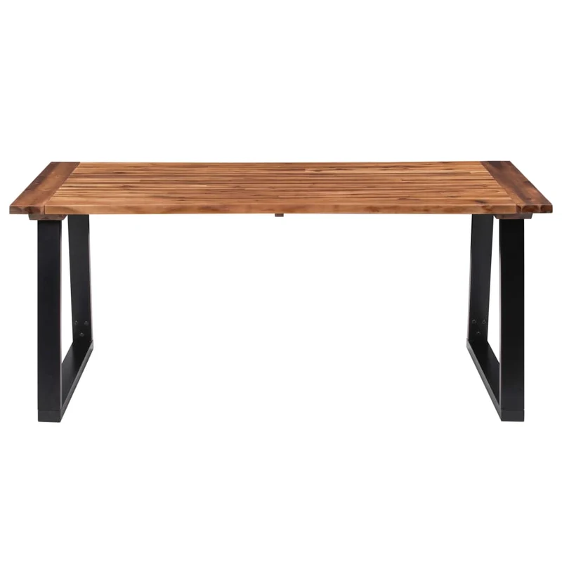 Table de salle à manger design industriel 180 x 90 cm bois d'acacia massif avec finition à l'huile et métal DEC036778