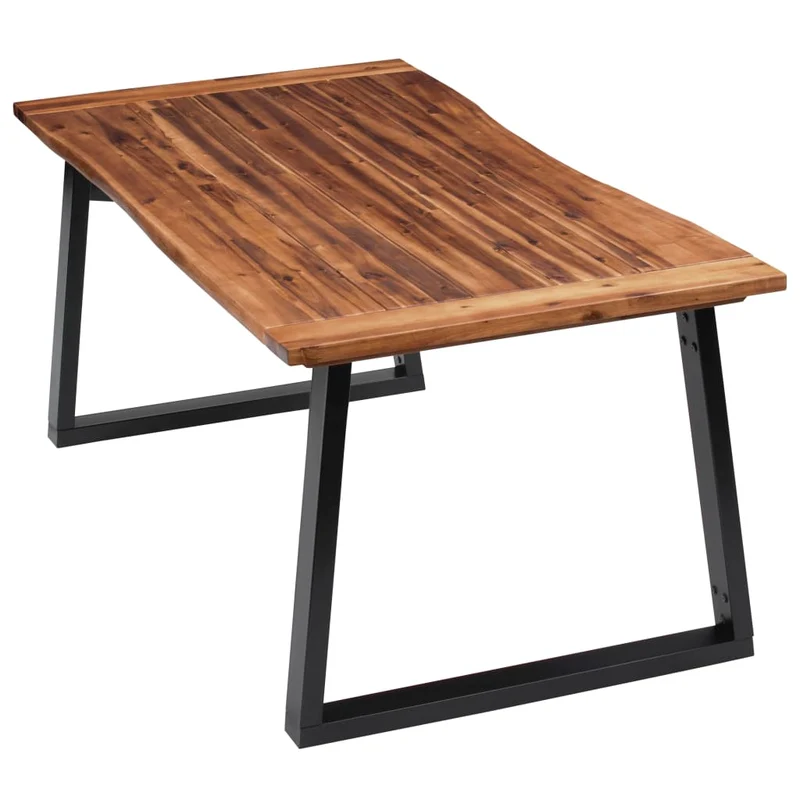 Table de salle à manger design industriel 180 x 90 cm bois d'acacia massif avec finition à l'huile et métal DEC036778
