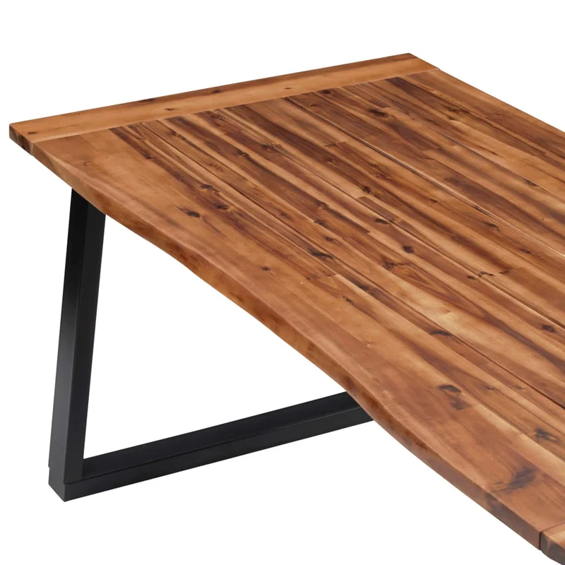 Table de salle à manger design industriel 180 x 90 cm bois d'acacia massif avec finition à l'huile et métal DEC036778