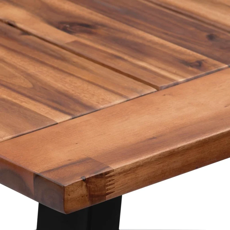 Table de salle à manger design industriel 180 x 90 cm bois d'acacia massif avec finition à l'huile et métal DEC036778