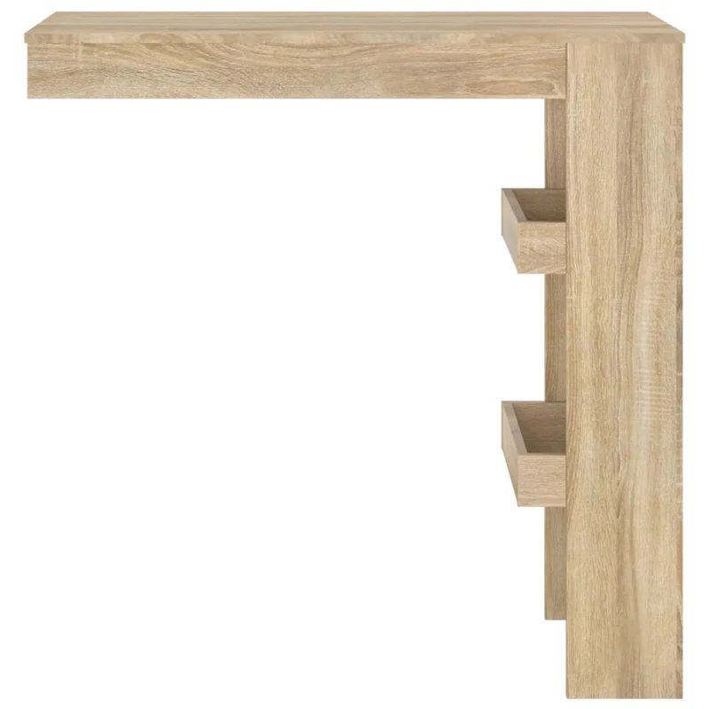 Table de bar murale table d'appoint avec étagères 102 x 45 x 103,5 cm bois d'ingénierie couleur chêne DEC036231