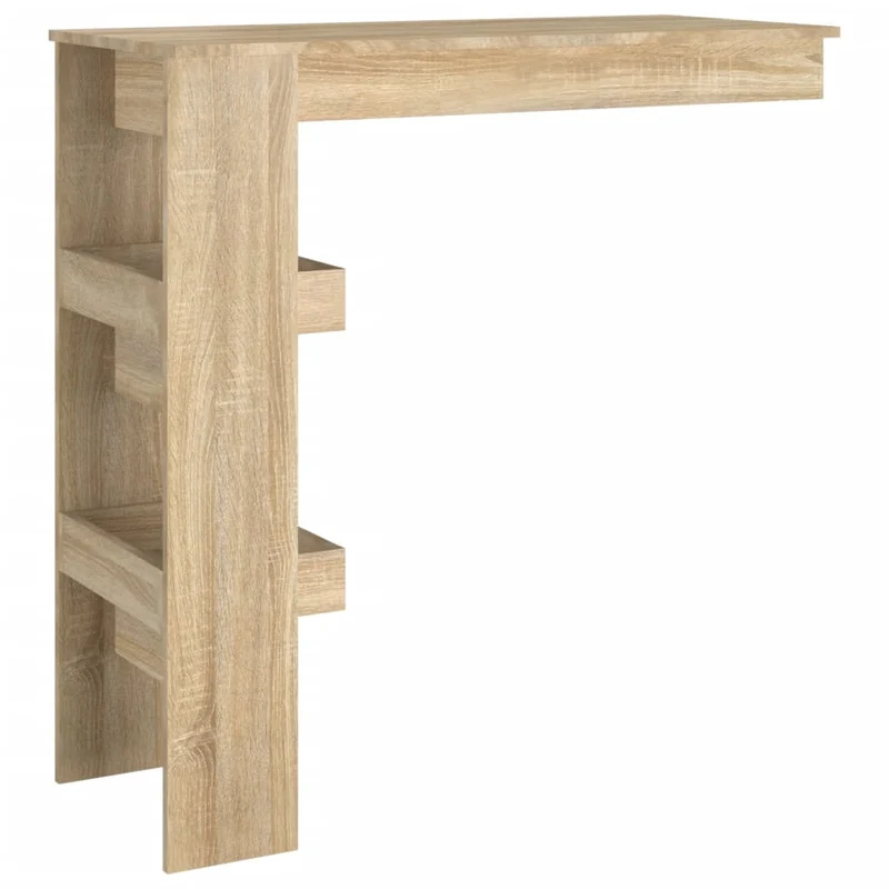 Table de bar murale table d'appoint avec étagères 102 x 45 x 103,5 cm bois d'ingénierie couleur chêne DEC036231